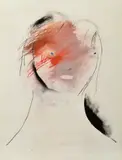 Anne Hall, Portrait with a Red Face, pastel on paper