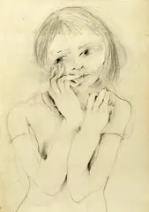 Worried Study by Anne Hall, charcoal on paper, sold Mar 2016