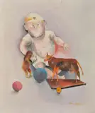 Anne Hall, Baby with Toys, 1979, oil on canvas board