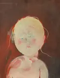 Anne Hall, Baby on Maroon Background