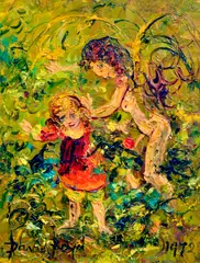 David Boyd, CHILDREN IN A FOREST,, 1972, OIL ON BOARD