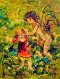 David Boyd, CHILDREN IN A FOREST,, 1972, OIL ON BOARD