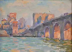 THE BRIDGE, ST CLOUD, PARIS by Robert Richmond Campbell, OIL ON ARTIST'S BOARD, sold Feb 2016