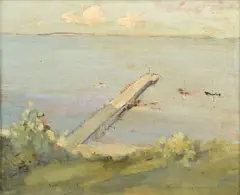 Raymond Wallis, THE PIER,, 1948, OIL ON BOARD