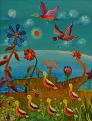 Milan Todd, BIRDS BY THE SEA, OIL ON CANVAS