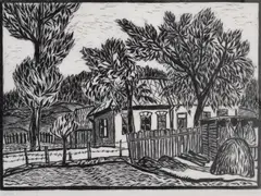 Lidia Groblicka, Farmhouse, linocut 10/20