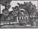 Lidia Groblicka, Farmhouse, linocut 10/20