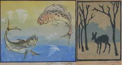 Dorothy Lungley, i) Fish Talk, linocut (2)