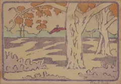 Charles John Pavia, The Park, linocut
