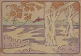 Charles John Pavia, The Park, linocut