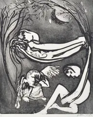Hammock Lovers by Arthur Boyd, etching 20/35, sold Feb 2016