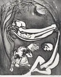 Arthur Boyd, Hammock Lovers, etching 20/35