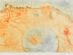 Outcamp by John Olsen, 1996, etching 33/80, sold Feb 2016