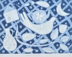 Michael Leunig, When all is Said and Done, coloured etching 38/75