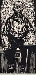 An Old Man by Noel Counihan, 1959, linocut 12/50, sold Feb 2016