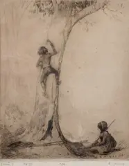 Benjamin Edwin Minns, Aboriginal Children, dry point etching series 3, no.23