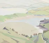 Ivy Grace Fife, Landscape with Lake, gouache on paper