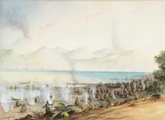 George Frederick Gregory, Lake Rotomahana, NZ, watercolour and gouache
