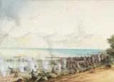 George Frederick Gregory, Lake Rotomahana, NZ, watercolour and gouache