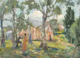 Marie Tuck, Sunday at Glen Osmond Church, oil on board