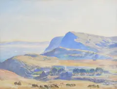 Hans Heysen, Sheep Grazing, Second Valley, 1938, watercolour