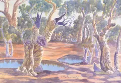 Otto Pareroultja, Central Australian Landscape (#3), watercolour