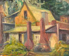 Francis Roy Thompson, The Artist's Studio, Kent Town, oil on composition board