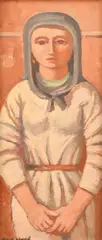 Rex Wood, Peasant Lady, oil on board