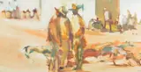 Jacqueline Hick, Men and Dogs, acrylic on card