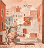 Rex Wood, Vase on the Window Sill, Portugal, oil on canvasboard