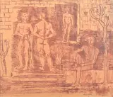 Rex Wood, Bath House, monotype