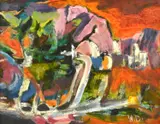 Wladyslaw Dutkiewicz, Abstract Landscape, oil on masonite