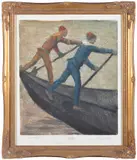 Romeo Costetti, Two Gondoliers, monotype