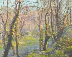 Denys Law, Lamorna Woods - Cornwall, oil on board
