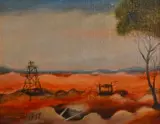 Pro Hart, Old Mine Shaft, oil on board