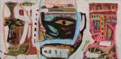 Mark Maglaic, Faces, 2008, mixed media on canvas
