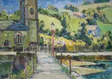 Robert Sydney Rendle Wood, , NORTH CORNWALL VILLAGE, OIL ON BOARD, 34 X 45CM, oil
