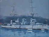 Robert Waden, , HMAS ENDEAVOUR IV 1919, OIL ON CANVASBOARD, 20 X 25CM, oil