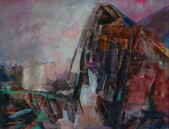 , NORTHERN LANDSCAPE, MIXED MEDIA ON BOARD, 19 X 24CM by Wladyslaw Dutkiewicz, mixed media, sold Dec 2015
