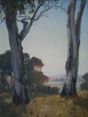 Gustave Barnes, , SUNRISE, 1914, OIL ON CANVAS LAID ON BOARD, 38 X 28.5CM, INSTRUCTIONS VERSO ON HOW THIS PAINTING SHOULD BE HUNG, oil