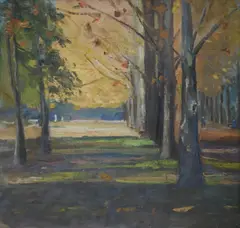 Maude Priest, , BOTANIC WALK, OIL ON CANVAS, 22 X 22.5CM, oil