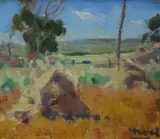 Noel Wood, , HAYSTACKS, OIL ON CANVASBOARD, 19 X 22CM, oil