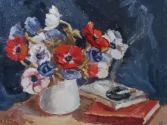 Shirley Keene, , STILL LIFE, FLOWERS, OIL ON CANVAS, 31.5 X 42CM, oil