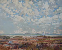 Anton Riebe, , SEMAPHORE ANCHORAGE, OIL ON CANVAS, 36 X 45CM, oil