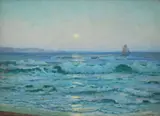 James Ashton, , MOONLIGHT SEASCAPE, OIL ON BOARD, 44 X 59CM, oil