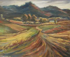 Geoffrey B. Brown, , LANDSCAPE, OIL ON BOARD, 45 X 5CM, oil