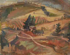 Geoffrey B. Brown, , WINDING ROADS 1956, OIL ON BOARD, 40 X 50CM, oil