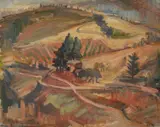 Geoffrey B. Brown, , WINDING ROADS 1956, OIL ON BOARD, 40 X 50CM, oil