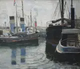 John Giles, , FISHING BOATS, OIL ON CANVASBOARD, 33 X 39CM, oil