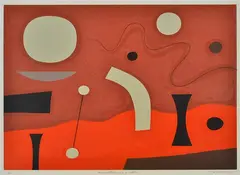 Person Throwing a Stone by John Coburn, 1977, screenprint 5/40, sold Nov 2015